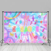 Aperturee - Aperturee Colorful Neon Note Musical Karaoke Party Backdrop